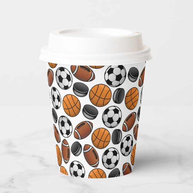 Vasos De Papel Pelotas de Deportes (Anverso)