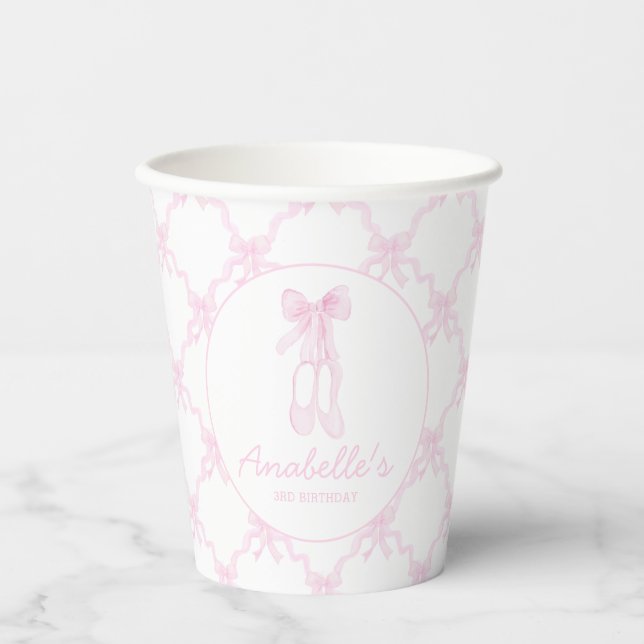 Vasos De Papel Peluquera de Ballerina Rosada Editable (Anverso)