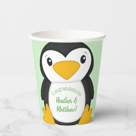 Vasos De Papel Penguin Baby Shower Green