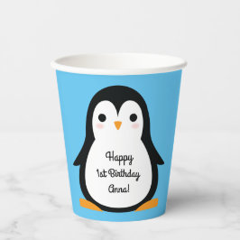 Vasos De Papel Penguin Cute Winter Primer Fiesta de cumpleaños