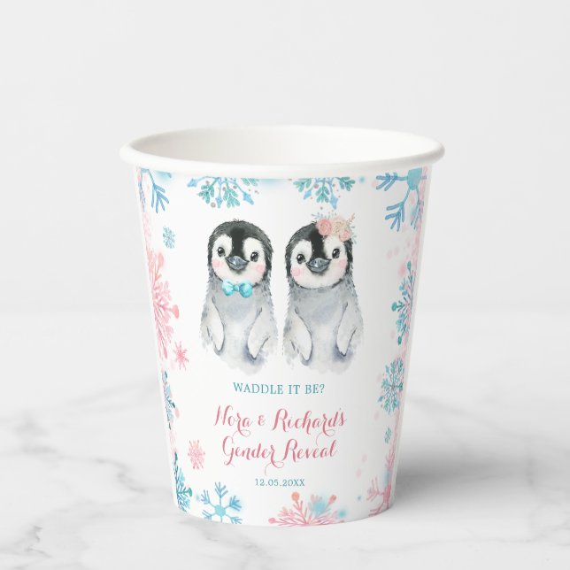 Vasos De Papel Penguin Winter Gender Revelador Paper Cup (Anverso)