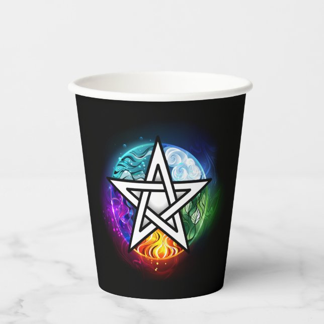 Vasos De Papel Pentagrama de Wiccan (Anverso)