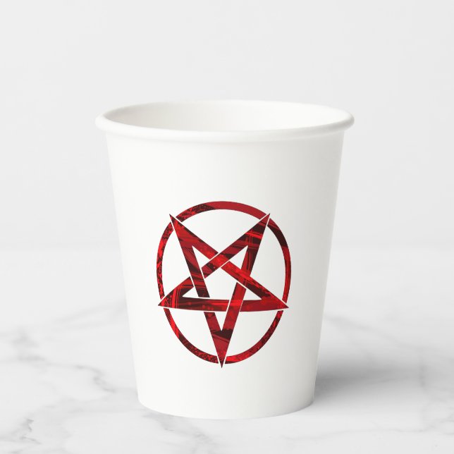 Vasos De Papel Pentagrama del Diablo Rojo (Anverso)