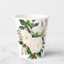 Vasos De Papel Peonies blancos pintados a mano