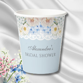 Vasos De Papel Peony Dusty Blue Hydrangea Bridal Shower
