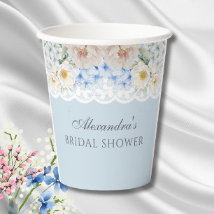 Vasos De Papel Peony Dusty Blue Hydrangea Bridal Shower