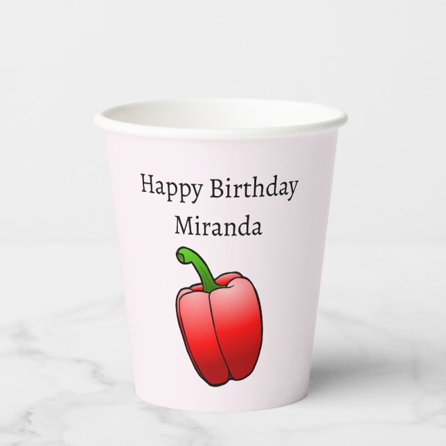 Vasos De Papel Pepper de Campana Roja (Anverso)