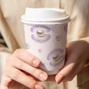 Vasos De Papel Pequeña acuarela de Pearl Morple Seashell Baby Sho