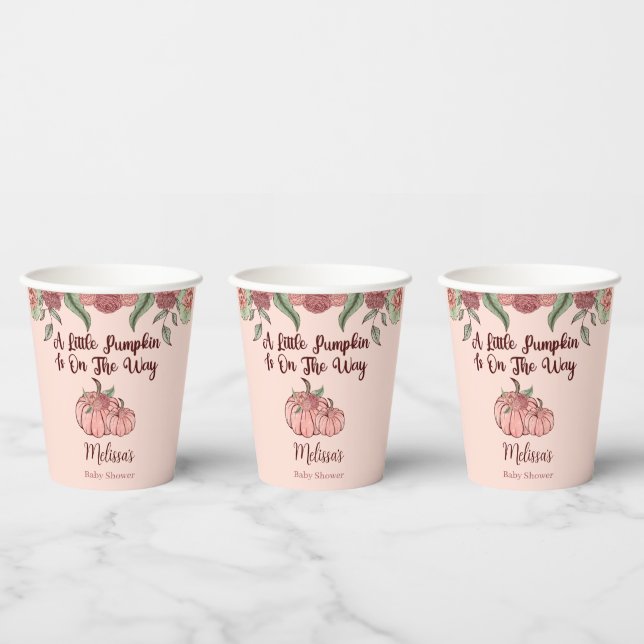 Vasos De Papel Pequeña Baby Shower de calabaza rosa (Multi)