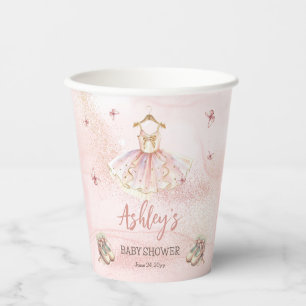 Vasos De Papel Pequeña balerina rosada tutu Chica Baby Shower