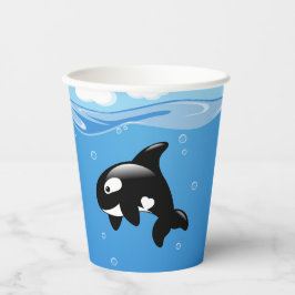 Vasos De Papel Pequeña ballena orca en el océano