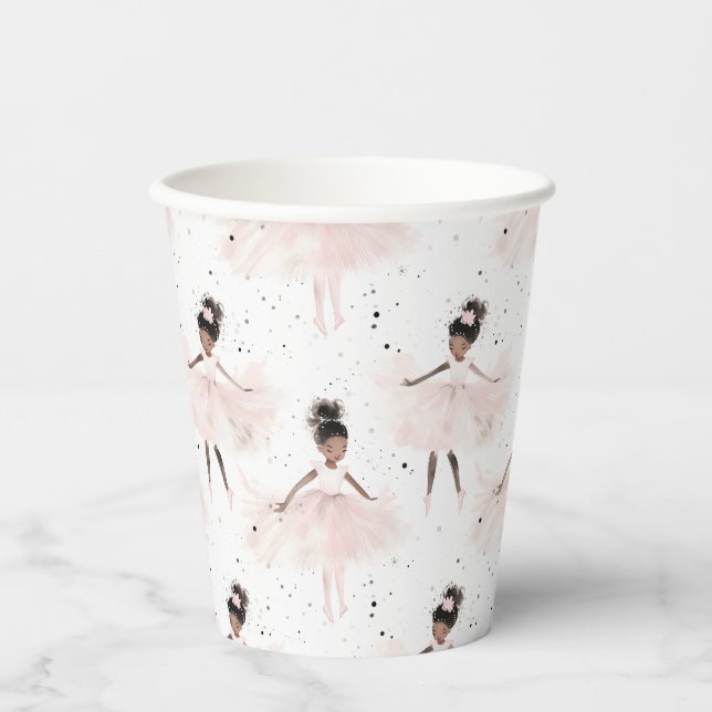 Vasos De Papel Pequeña Ballerina #6 - Chica negro (Anverso)