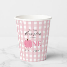 Vasos De Papel Pequeña Calabaza Cae Pastel Rosa Primer Cumpleaños