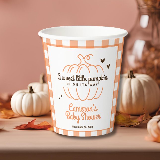 Vasos De Papel Pequeña Calabaza En Camino De La Ducha Neutral De  (Subido por el creador)