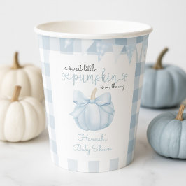 Vasos De Papel Pequeña calabaza en el camino de Baby Shower azul