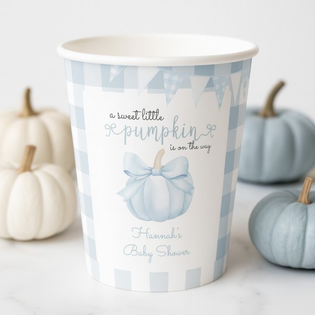 Vasos De Papel Pequeña calabaza en el camino de Baby Shower azul (Subido por el creador)
