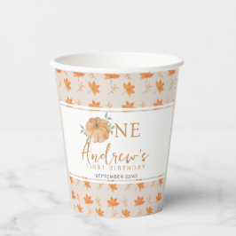 Vasos De Papel Pequeña Calabaza Hoja de Otoño Cae Primer Cumpleañ