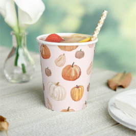 Vasos De Papel Pequeña calabaza otoño otoño otoño en Baby Shower