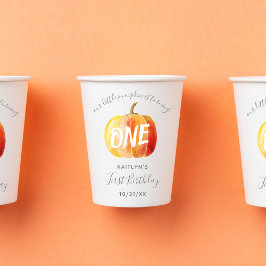 Vasos De Papel Pequeña Calabaza Primer Cumpleaños