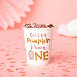 Vasos De Papel Pequeña Calabaza Primer Cumpleaños