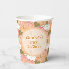 Vasos De Papel Pequeña Calabaza Primer Nacimiento Nombre Personal