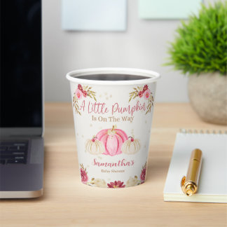 Vasos De Papel Pequeña calabaza rosa acuarela Cucharas de papel f
