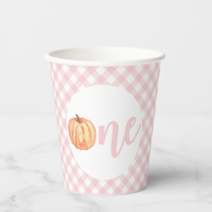 Vasos De Papel Pequeña Calabaza rosa pastel primer cumpleaños