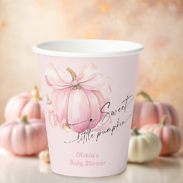 Vasos De Papel Pequeña calabaza rosada Chica Baby Shower
