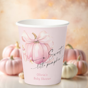 Vasos De Papel Pequeña calabaza rosada Chica Baby Shower