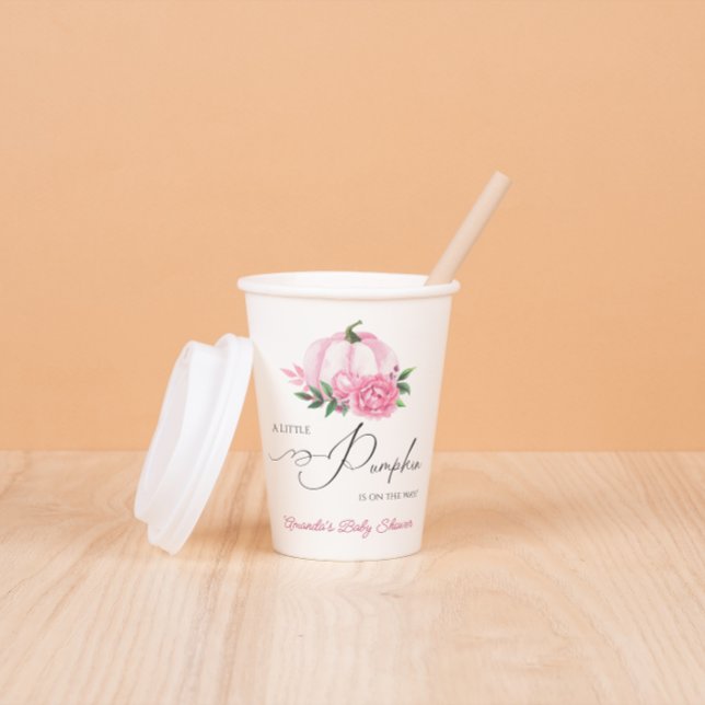 Vasos De Papel Pequeña calabaza Rubor Rosado Rústico Baby Shower (Subido por el creador)