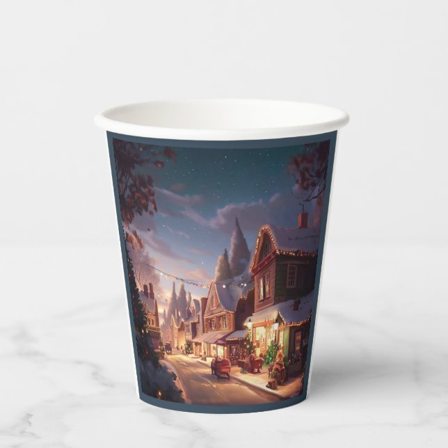 Vasos De Papel Pequeña ciudad 5 navidades (Anverso)