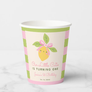 Vasos De Papel Pequeña Cumpleañera Limón Fruta Retro 1er Cumpleañ