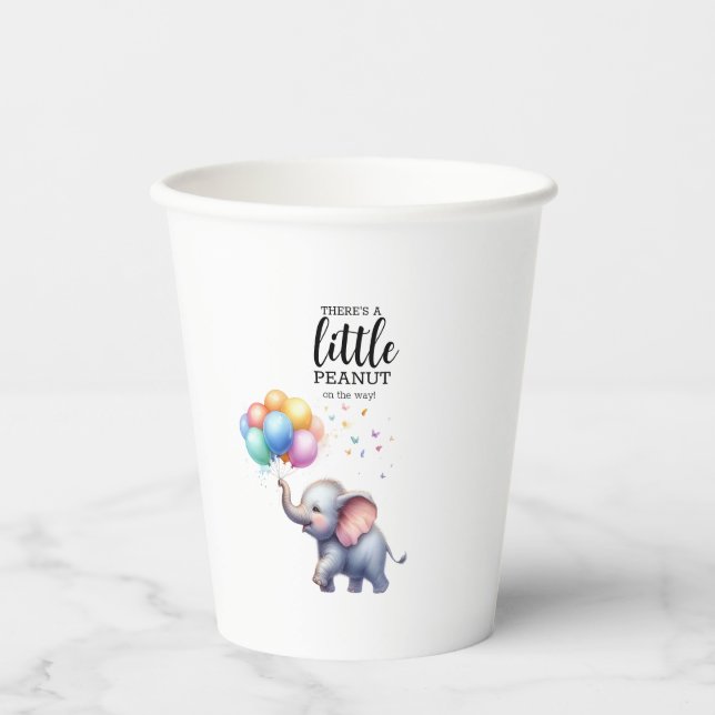 Vasos De Papel Pequeña ducha de bebé elefante de cacahuete (Anverso)