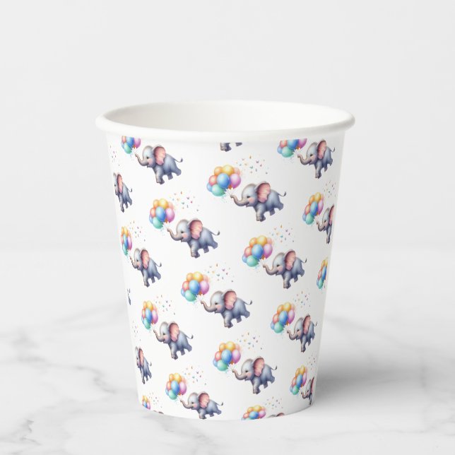 Vasos De Papel Pequeña ducha de bebé elefante de cacahuete (Anverso)