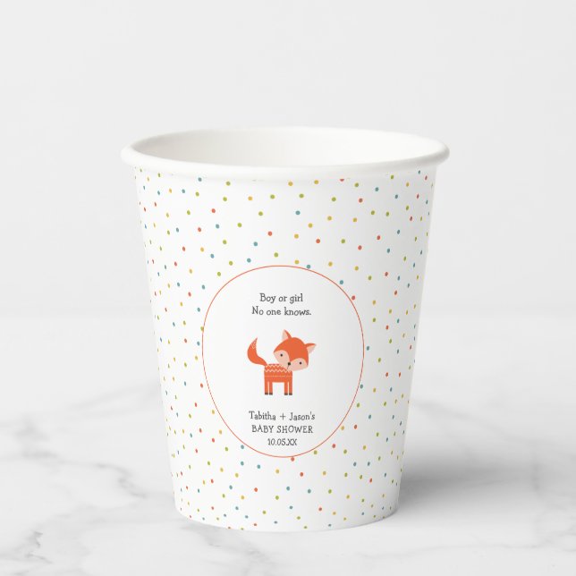 Vasos De Papel Pequeña ducha de bebé Fox (Anverso)