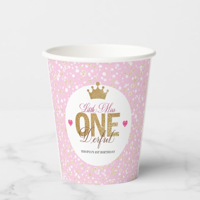 Vasos De Papel Pequeña Miss Maravilloso Cumpleaños (Anverso)