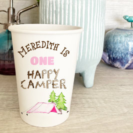 Vasos De Papel Pequeña Niña Un Feliz Camper Primera Fiesta de Cum