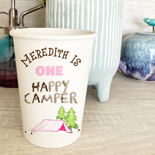Vasos De Papel Pequeña Niña Un Feliz Camper Primera Fiesta de Cum (Subido por el creador)
