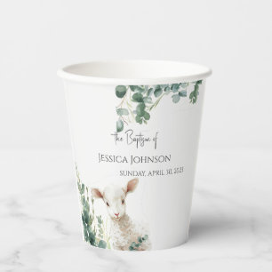 Vasos De Papel Pequeña oveja y bautismo de eucalipto