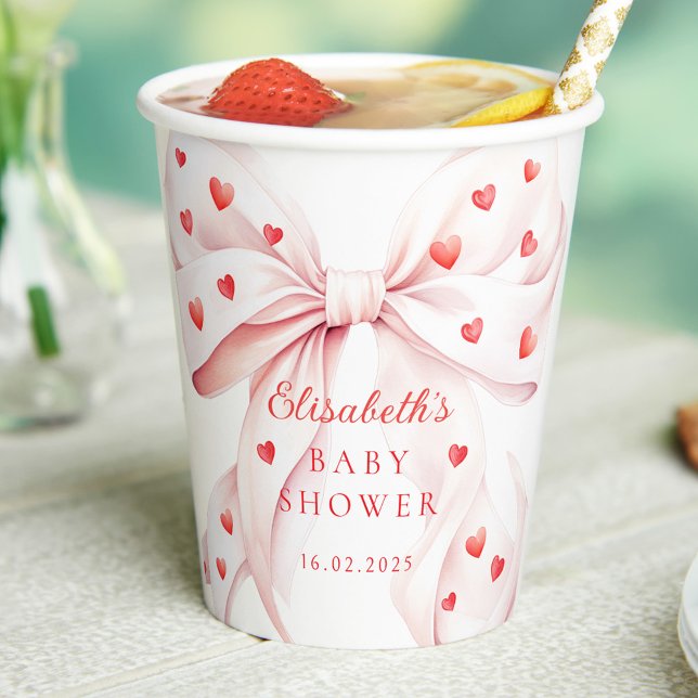 Vasos De Papel Pequeña Querida Cumpleaños Bebé con Lazo Rosa (Subido por el creador)