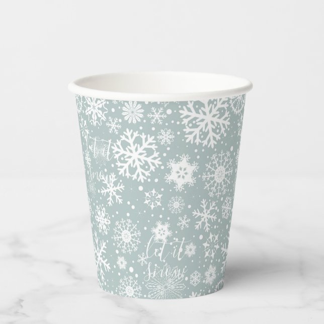Vasos De Papel Pequeñas tazas de papel de copo de nieve dejan que (Anverso)