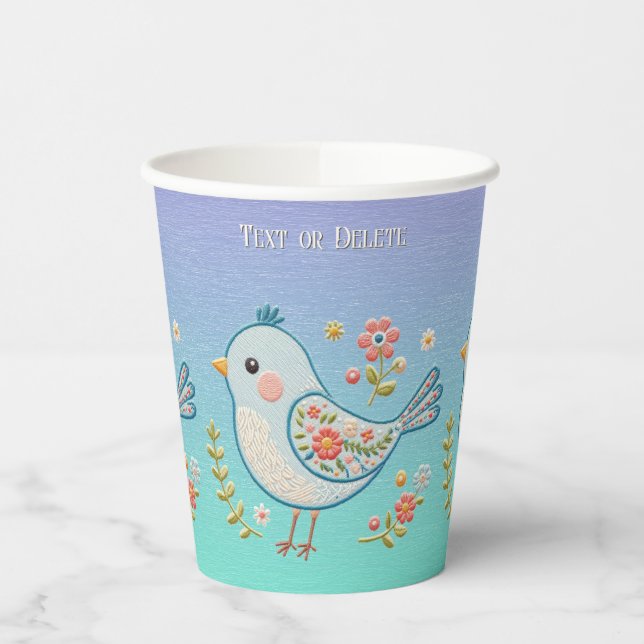 Vasos De Papel Pequeñas tazas de papel floral de aves azules (Izquierda)