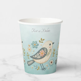 Vasos De Papel Pequeñas tazas de papel floral de aves verdes