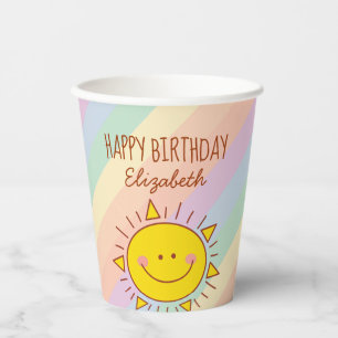 Vasos De Papel Pequeño arcoiris lindo sol feliz cumpleaños Fiesta