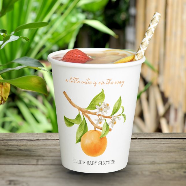 Vasos De Papel Pequeño Baby Shower estético (A little cutie is on the way | Personalized paper cups for baby shower)