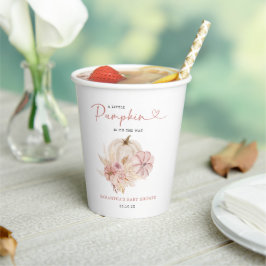 Vasos De Papel Pequeño Boho de calabaza rosa Pampas Grasa Baby Sh
