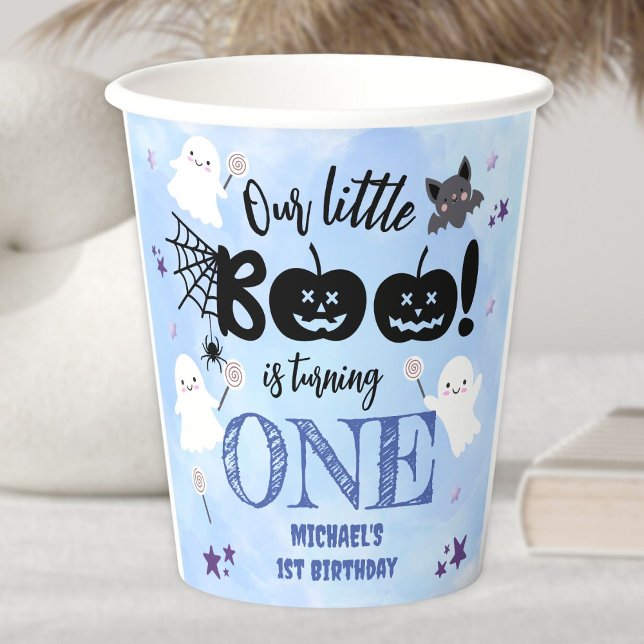 Vasos De Papel ¡Pequeño Boo! Cute Boy Spooky Halloween 1er cumple (Subido por el creador)