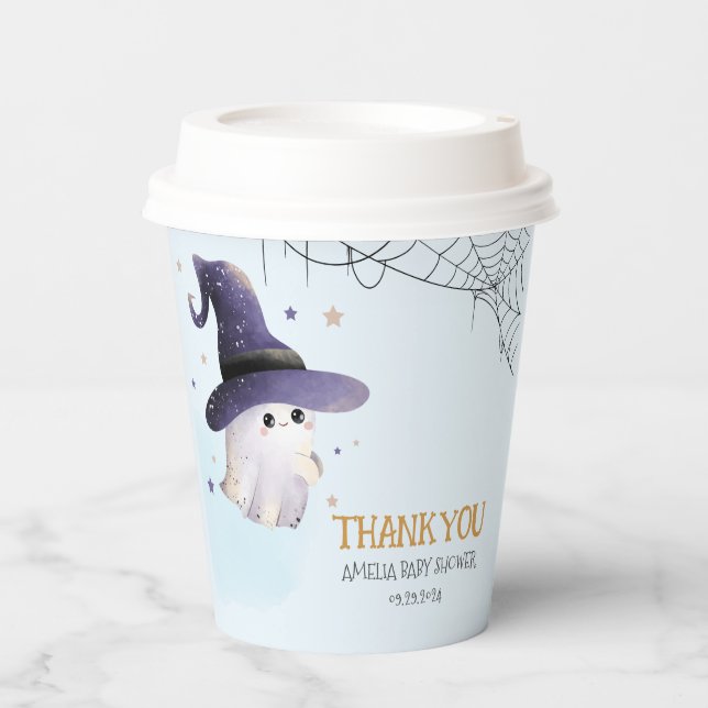 Vasos De Papel Pequeño Boo Halloween bebé fantasma ducha (Anverso)
