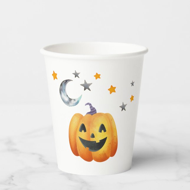 Vasos De Papel Pequeño Boo Halloween Calabaza Baby Shower (Anverso)
