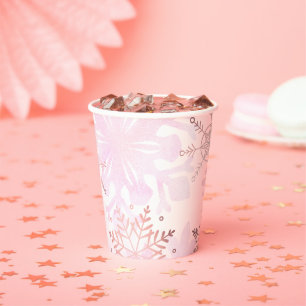 Vasos De Papel Pequeño Chica Rosa de Nieve Baby Shower